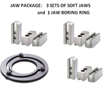 MASTER PACKAGE for 8" CHUCKS with 3 SETS SOFT STEEL JAWS (1.5x60 deg. serrations) and 1 jaw boring ring