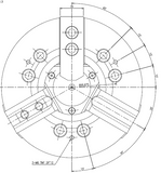 HS-08 SAMCHULLY POWER CHUCK - 8"  3 jaw, Plain back type , INCLUDING  FREE 8" Jaw Boring Ring