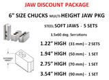 6"  SOFT JAW MULTI-HEIGHT PKG.: 5 SETS- 1.22"(2) & 1 each -1.94",  2.75", 3.54"