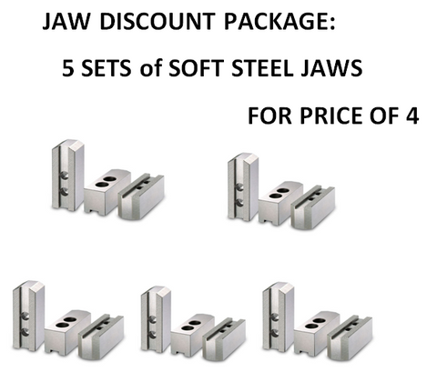 MASTER SOFT JAW PACKAGE: 5 SETS OF 10" SOFT STEEL SERRATED JAWS FOR PRICE OF 4