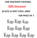 MASTER JAW PKG - 10 SETS for PRICE OF 7 - SOFT STEEL JAW 120  DEG POINTED-10" CHUCKS-  1.5mm x 60 DEG. SERR.